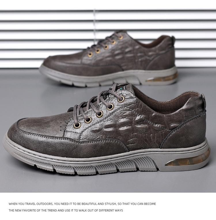 Pánske topánky s krokodílím vzorom, jeseň 2023, nové šnurovacie topánky, mládežnícke trendy, mäkká podrážka, ležérne kožené topánky_voghion.com