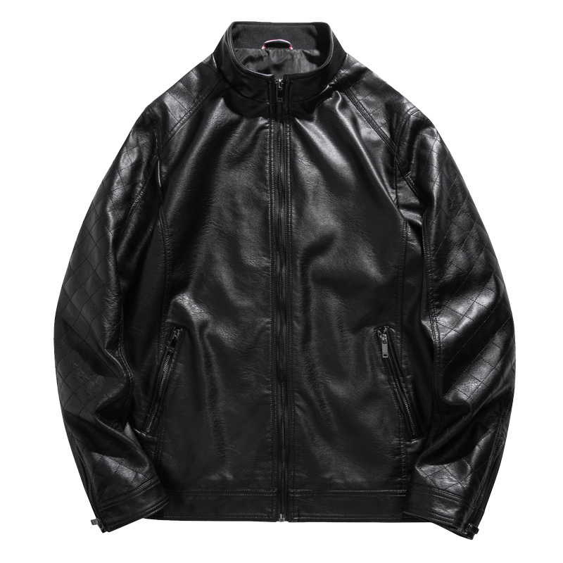 Men's Clothing baseball collar leather jacket men's trendy brand flight suit spring and autumn handsome casual leather jacket men's_voghion.com
