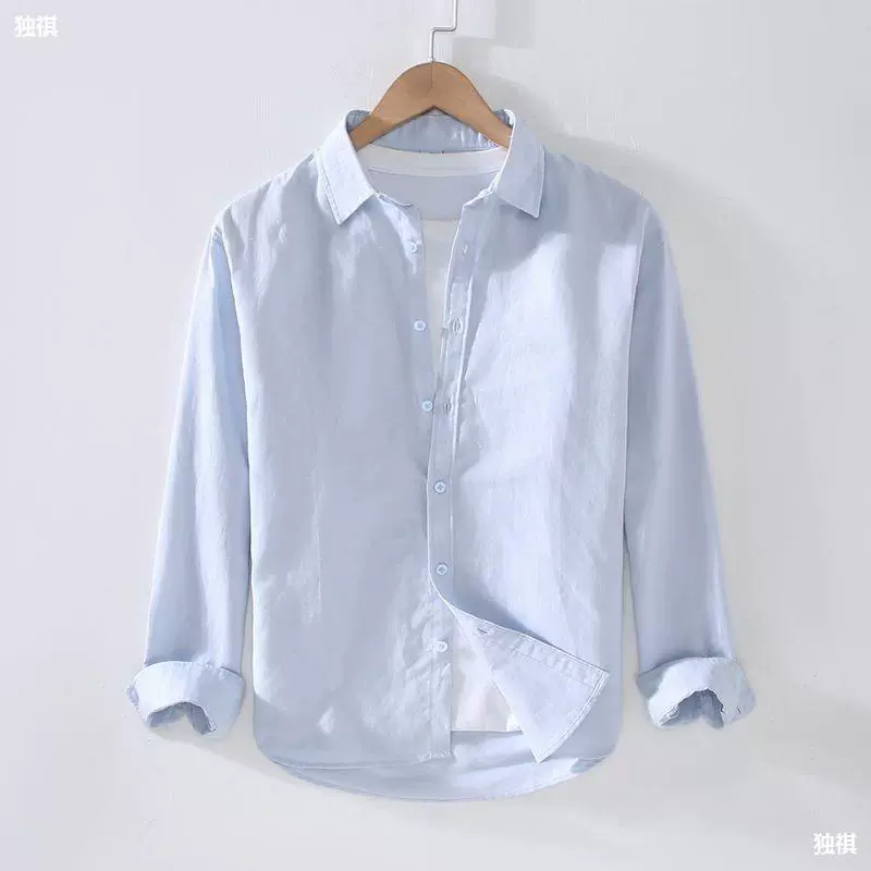 Thin universal comfortable breathable summer shirt, cotton and linen