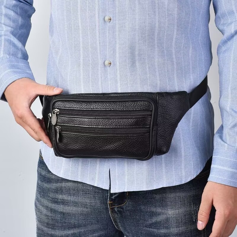 New Style Waist Bag for Men and Women, Genuine Cowhide, Multifunctional Large-Capacity Mobile Phone Bag, Wallet, Outdoor Sports and Leisure Crossbody Bag