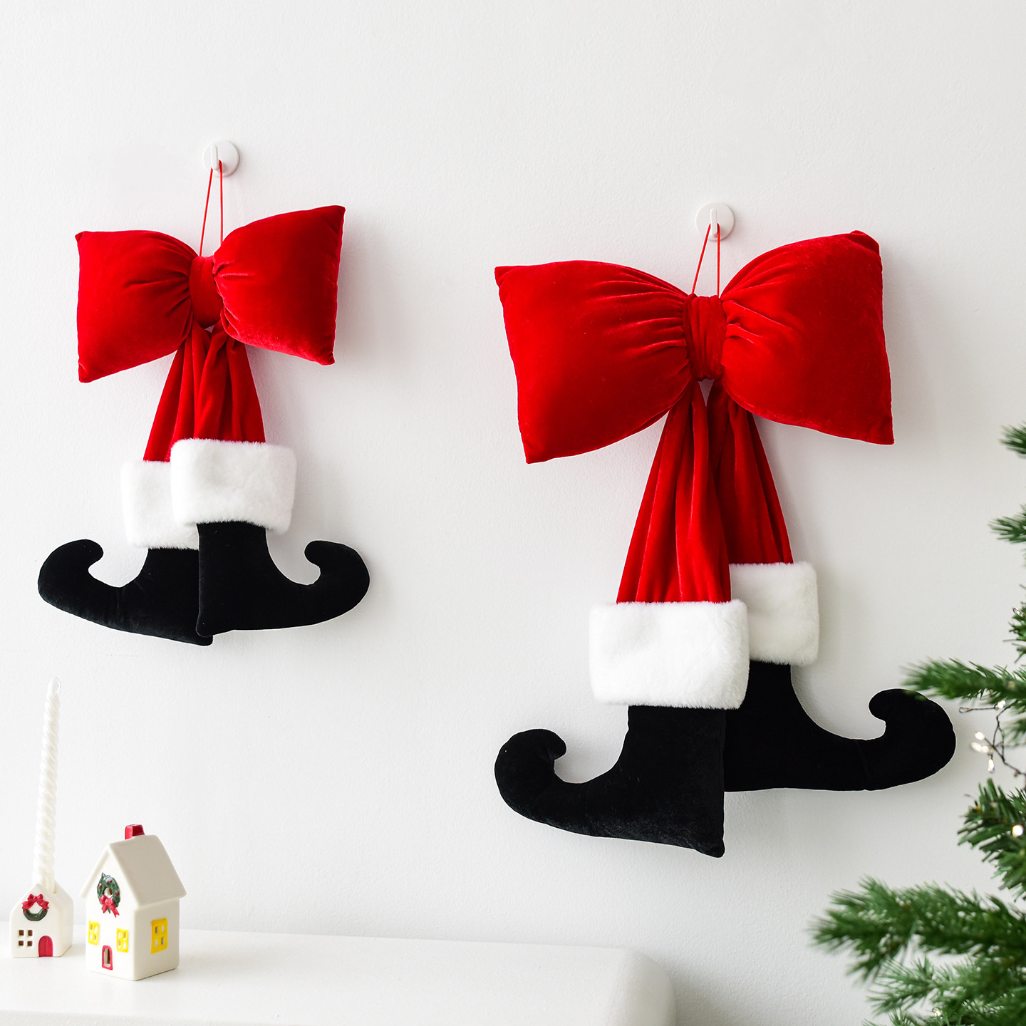 NUCHI圣诞蝴蝶结圣诞节装饰带脚蝴蝶结新款特色圣诞树装饰装窗场