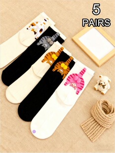 T 25094 Cat Cartoon Couple Socks ��H��ͨ�m ���R�d�羳�W