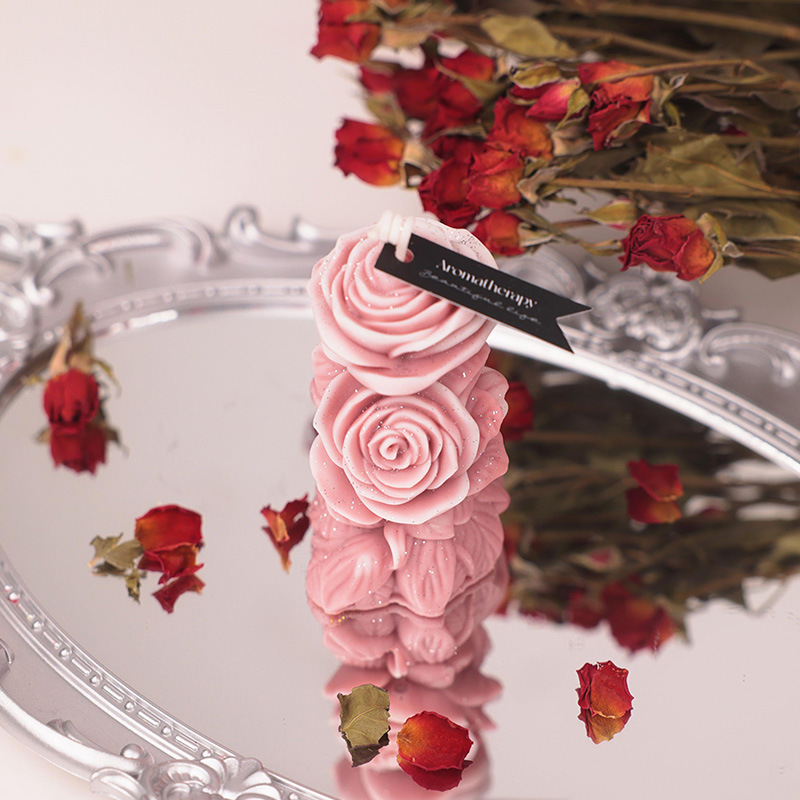 Dream Rose Cera a baja temperatura Patrón flotante Vela de columna tallada Vela de aromaterapia de bricolaje Accesorios fotográficos hechos a mano Regalo de viento ins