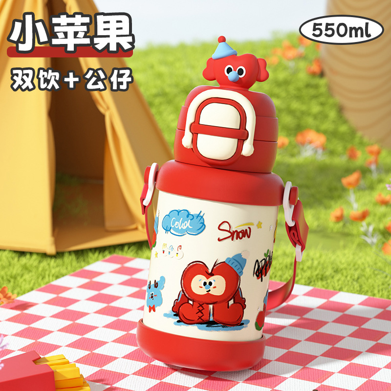 Taza de calor infantil de dibujos animados de alto valor 316 taza de acero inoxidable taza de agua doble taza de bebidas lindas tazas portátiles para estudiantes