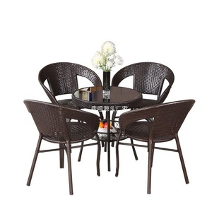 Outdoor Leisure Double Small Coffee Table Balcony Leisure Table and Chairs Balcony Table and Chairs Rattan Chair Three-Piece Combination Simple Chair