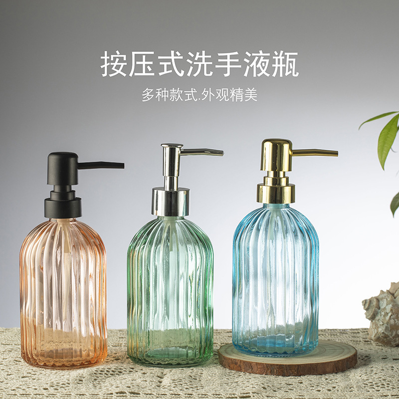 Spot al por mayor botella de desinfectante de manos botella de gel de ducha de vidrio tipo prensa desinfectante de manos botella de loción botella de champú