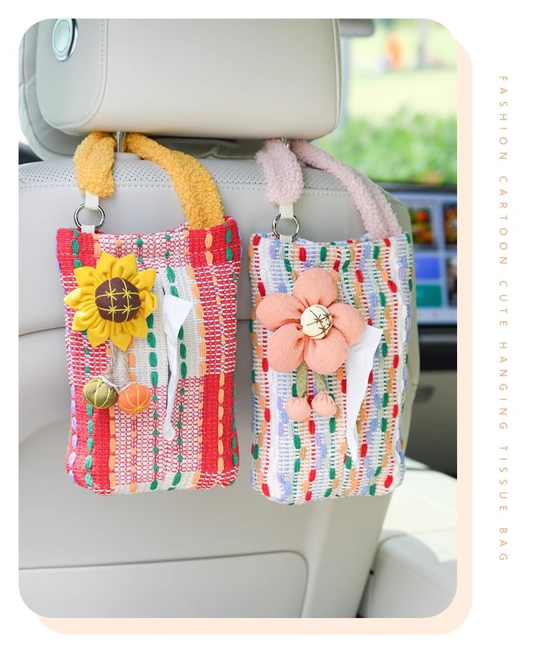 Fabric Creative Car Tissue Box Advanced Sense Car Hanging Car Paper Box Car Paper Box Car Paper Box Hanging Bag Goddess