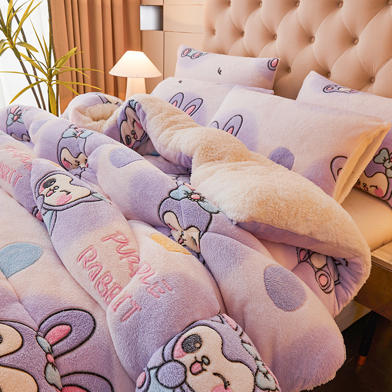 雪のベルベットの保温布団は芯の冬の羊のベルベットの学生寮に厚い綿を入れて牛乳のベルベットの厚い布団に覆われている