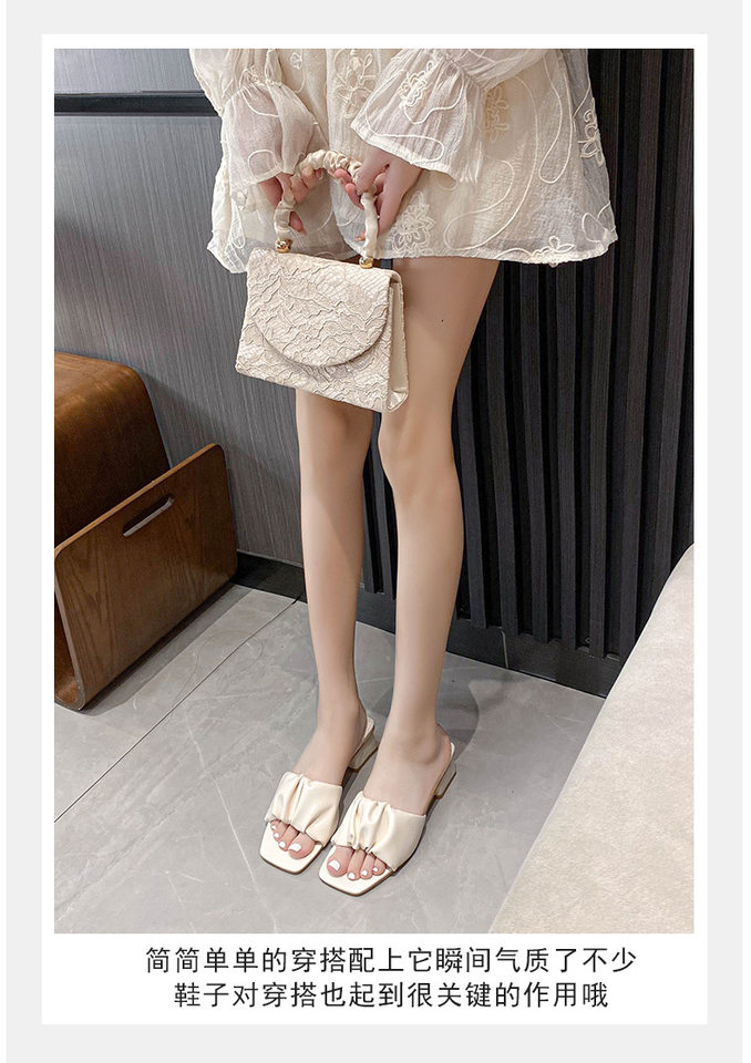 Dép sandal nữ quai ngang mũi vuông gót vuông đế cao 3–5 cm — Màu mơ, Màu nâu chi tiết 24