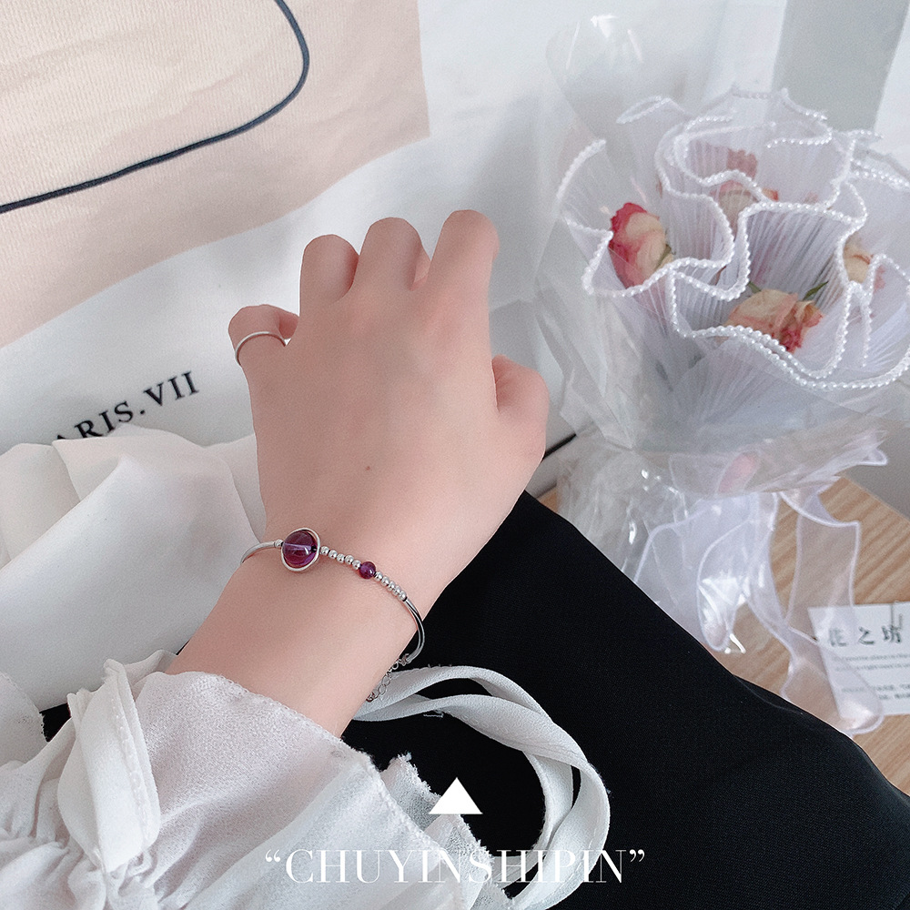 Elegant Ball Sterling Silver Crystal Bangle 1 Piece