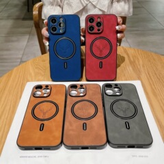 IPhone16 Promax鹿頭マグネット15携帯ケースはリンゴ14proの羊皮保護カバーの対外貿易を適用する