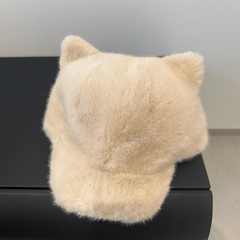 Otoño e invierno gorra de peluche de gato lindo con cola gorra gorra de pato gorra de peluche de invierno mujer gorra de peluche de invierno fría gorra de calor