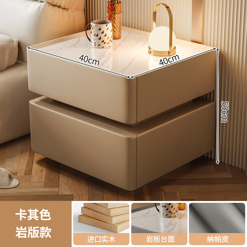 Mesita de noche inteligente, lujo ligero, alta calidad, madera maciza con luz 2024, nuevo dormitorio con cerradura, pequeño gabinete, simple y moderno