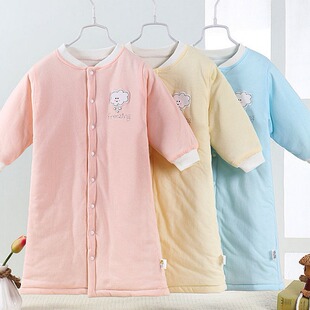 New autumn and winter quilted down cotton baby pajamas sleeping bag baby spring and autumn children's anti-kick thickened jumpsuit Cotton