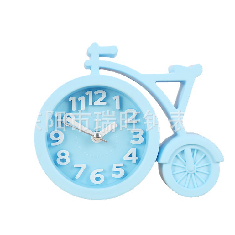 Directo de fábrica estudiante bicicleta creativa color caramelo cuarzo pequeño reloj despertador mudo caminando tiempo niños reloj al por mayor