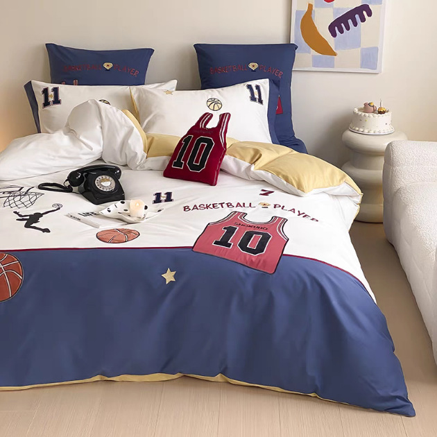 Cartoon Autumn and Winter Cotton Sanding Four-piece Set Girl's Heart Ball Dress Embroidered Quilt Cover Thickened Bedding