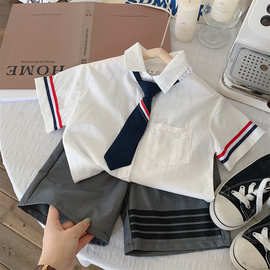 蒙田儿童校服夏季套装英伦学院风幼儿园园服夏装儿童班服套装