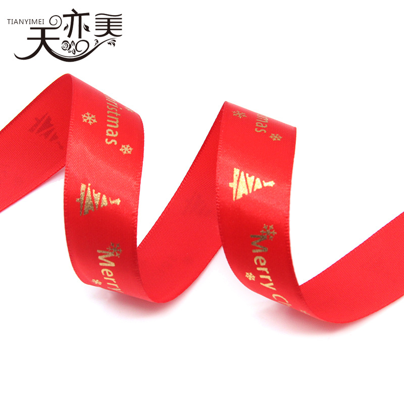 En stock 2,5 cm dorado cinta de Navidad pequeño rollo Navidad vacaciones decoración cinta Navidad regalo embalaje cinta