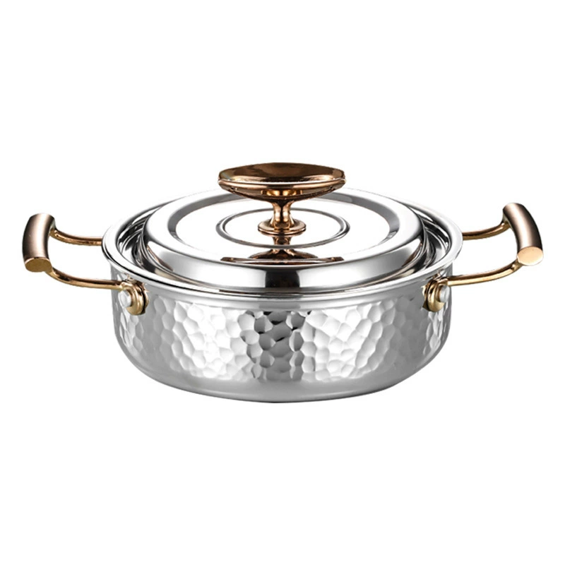 Hammered Three-Layer Stainless Steel Multipurpose Pot (Korean Style), 16–34 cm, Single-Handle & Frying Options