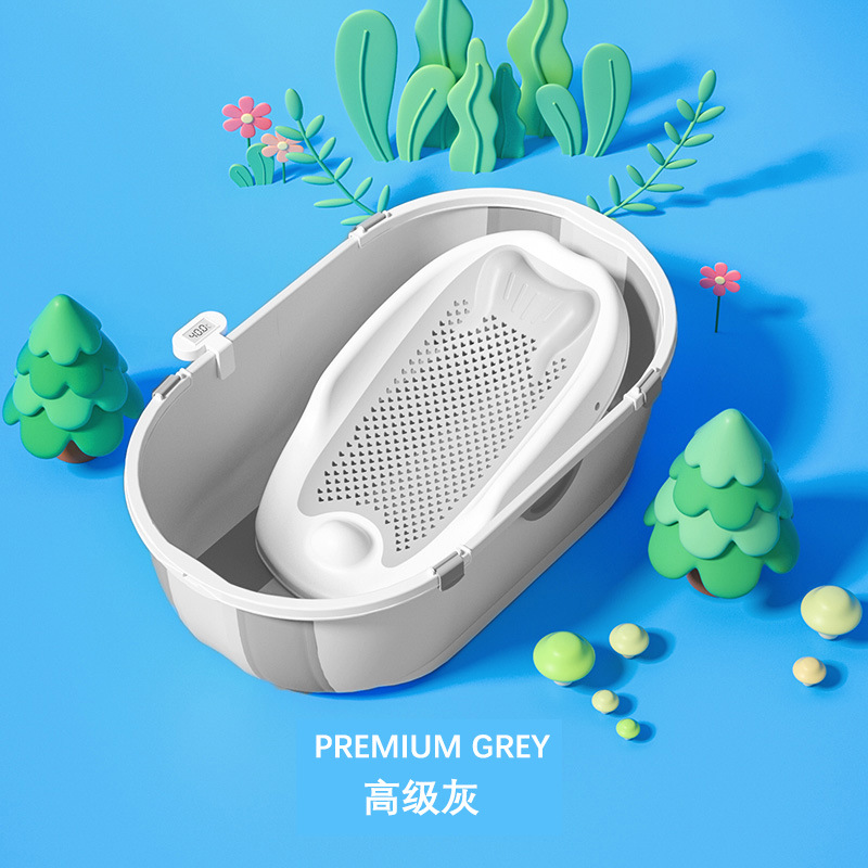 Baby Infant Bath Tub, Thickened Sit and Lie Children's Bathtub, Household Large Foldable Temperature-Sensing Infant Bath Tub