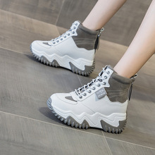 2022秋季新款高帮内增高小白鞋韩版厚底松糕休闲鞋运动鞋女鞋短靴