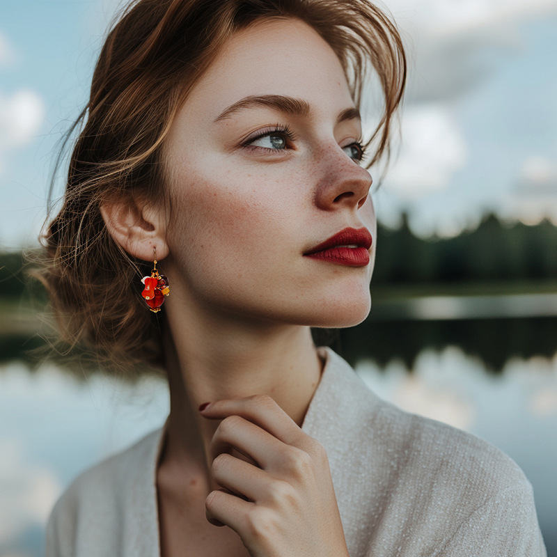 Nicho europeo y americano diseño de alta calidad DIY perla verdadera piedra natural galvanizado 18k oro real latón pendientes de cristal blanco mujer