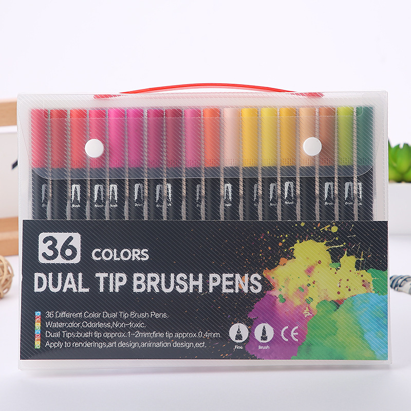Amazon caliente negro Barra de doble cabeza marcador acuarela pluma estudiante color gancho línea cepillo arte especial traje lote
