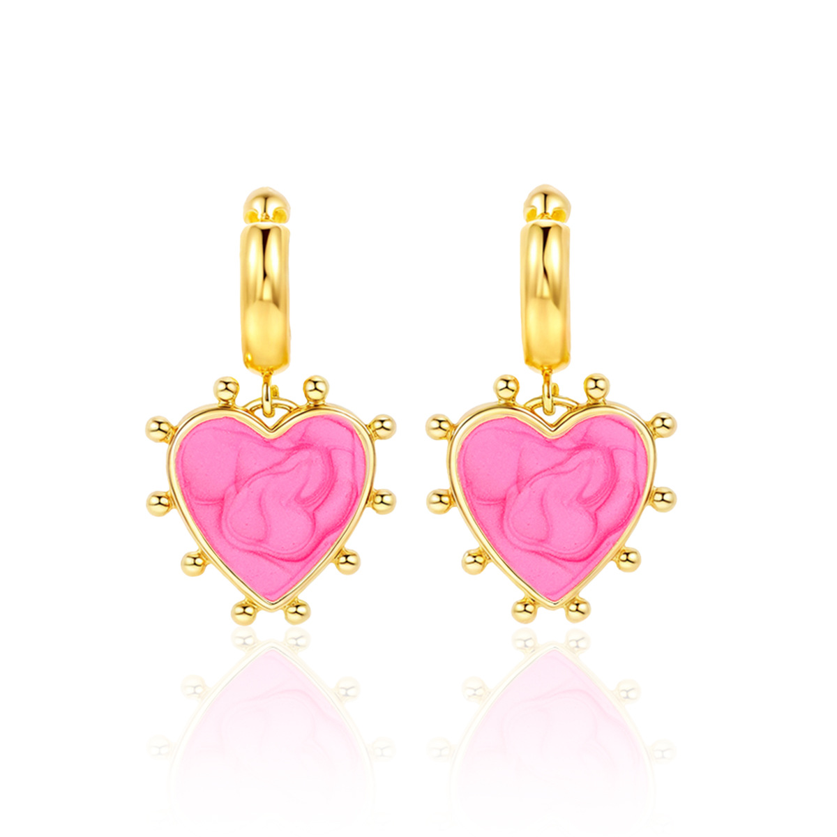 All Seasons Season 1 Pair Sweet Classic Style Heart Shape Copper Charm Sleeper Hoop Earrings