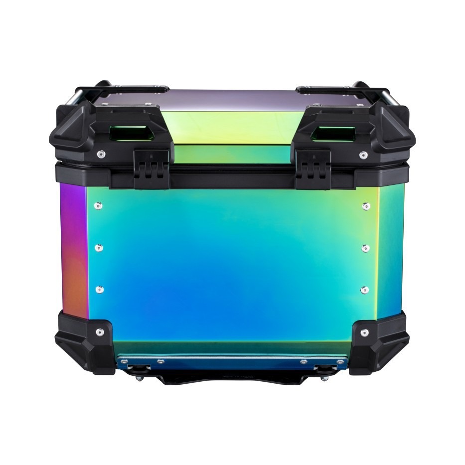 Laser-Colored 45L Embossed Aluminum Alloy Motorcycle Tail Box, Waterproof and Shock-Resistant Quick-Release Storage Box Rear Tail Box