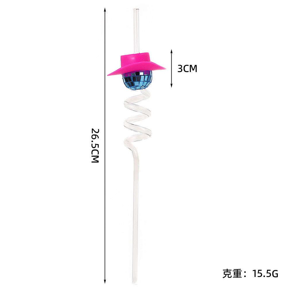 Disco bola vaquero sombrero pajita transfronteriza tema de Navidad fiesta copa de vino pajita fiesta de cumpleaños suministros de decoración