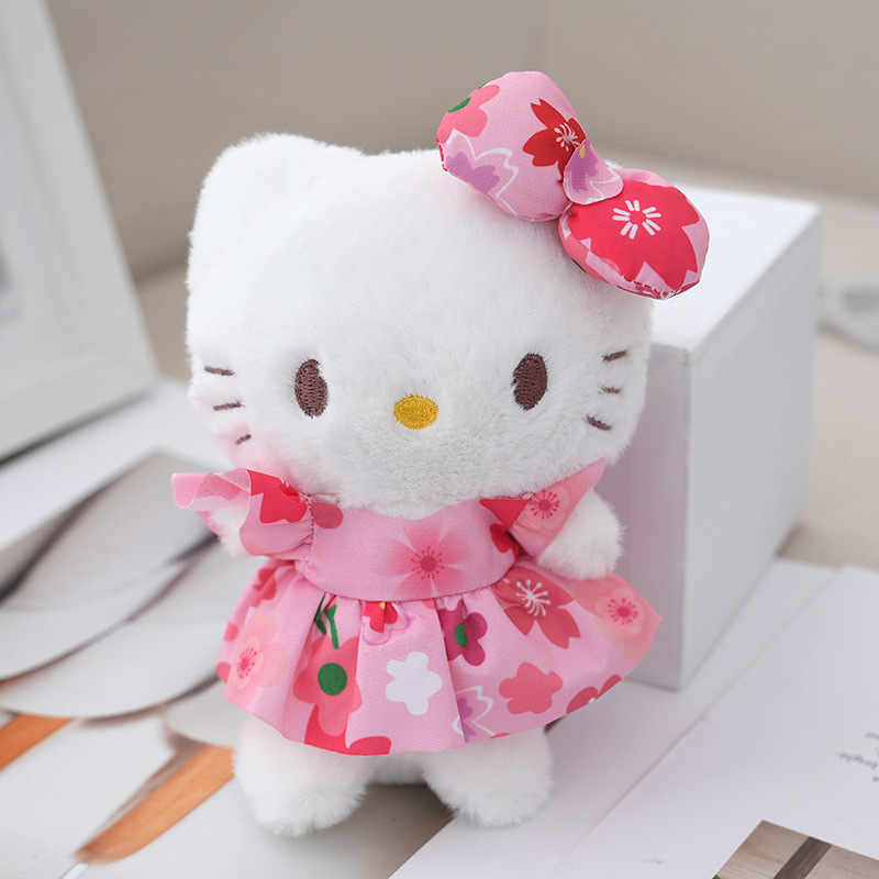 Cute Kt Cat Pendant Plush Toy Dress Kitten Doll Bag Pendant Doll Keychain Gift