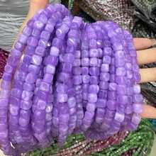 天然石小方糖 海蓝宝 碧玺摩根石正方体方糖散珠diy饰品小方块配