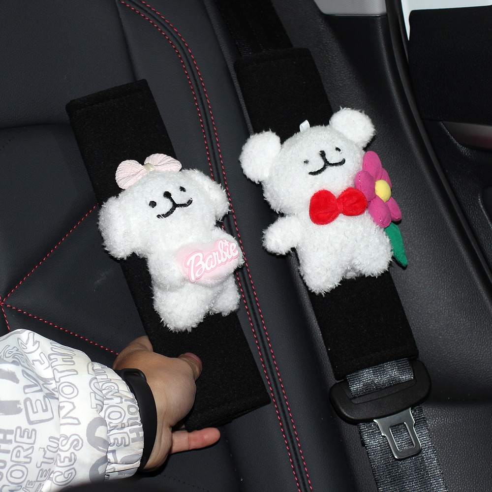 Car Safety Belt Shoulder Cover Women's Anti-wear Clothes Summer Cute Line Puppy Car Safety Belt Shoulder Cover Soft