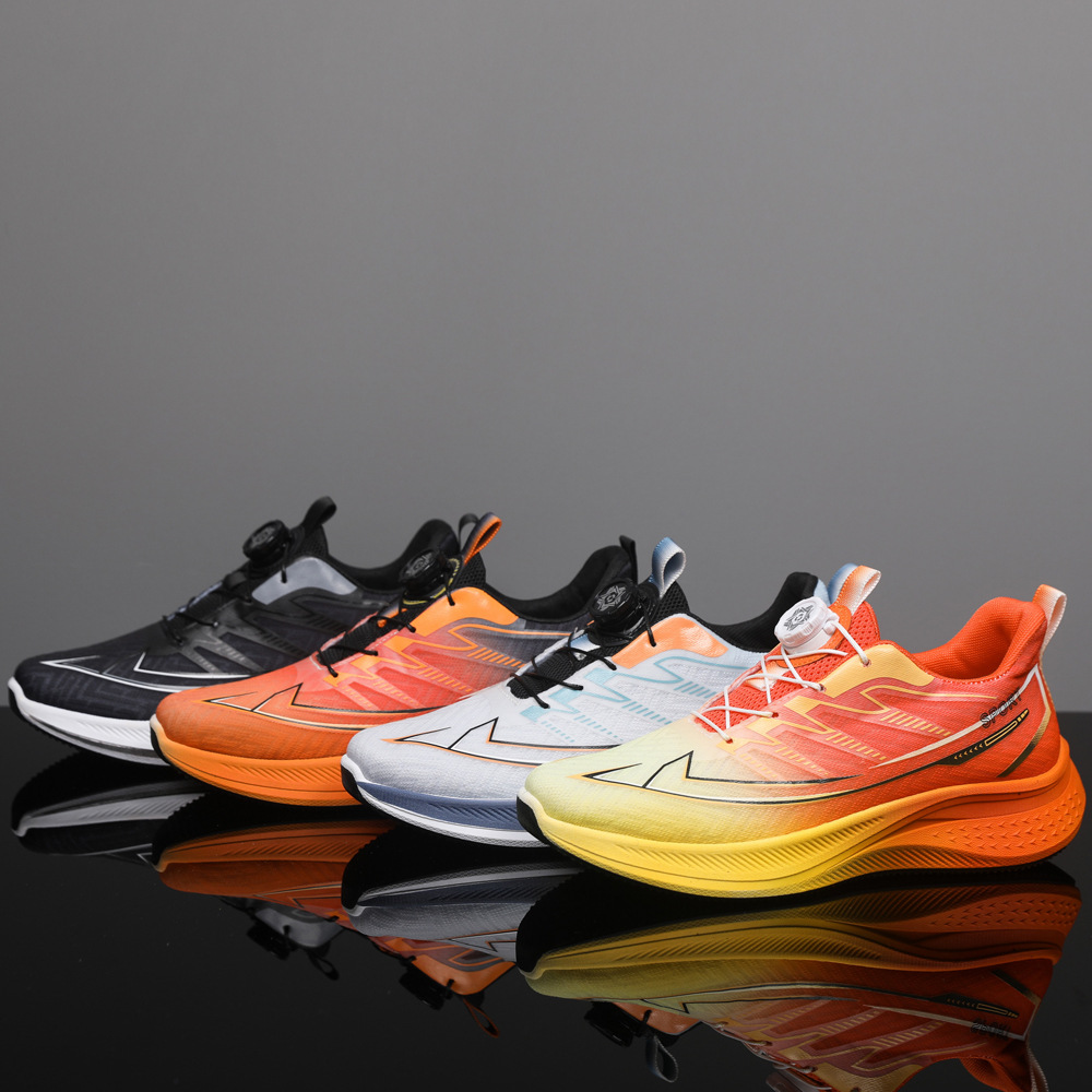 Zapatos de hombre de talla grande, zapatillas para correr a la moda, zapatillas con hebilla giratoria, zapatos de hombre con suela gruesa, zapatos deportivos casuales para hombre, cómodos y ligeros