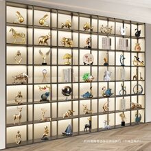 办公室书柜摆件轻奢展示柜博古架装饰品新中式老板柜子工艺品