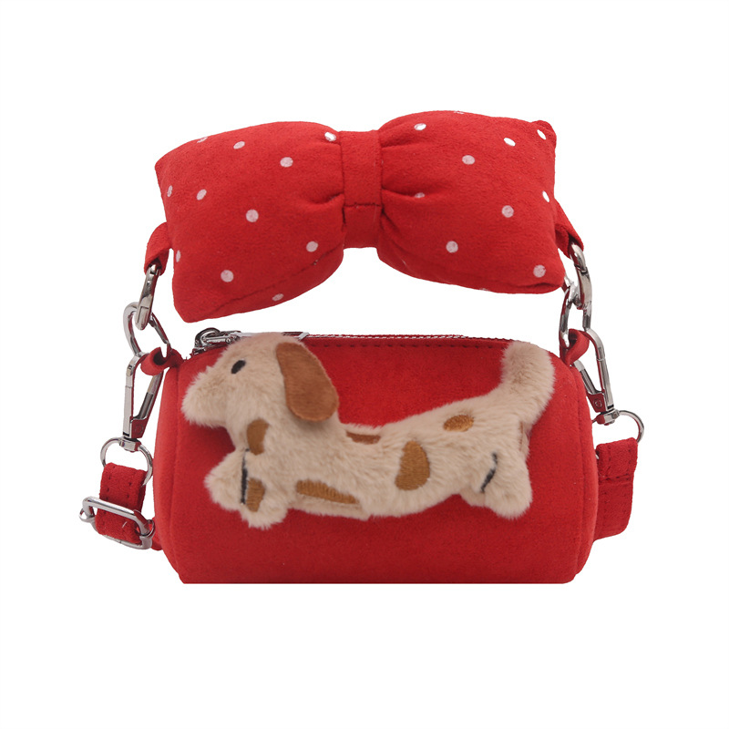 Cartoon peluche cachorro niñas y niños bolsos de hombro mini lindos bebés bolsos de mano de arco otoño invierno bolsos de niños