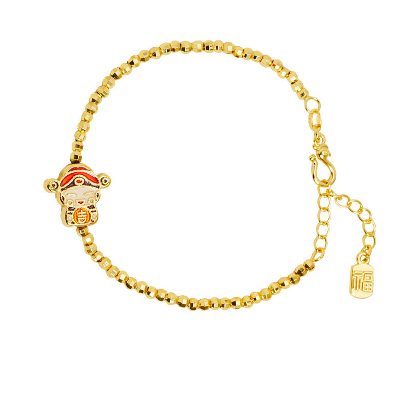 Nueva pulsera de oro de arena vietnamita retro goteo de aceite Dios de la fortuna joyas de mano con cuentas de diseño femenino no se desvanecerá joyas