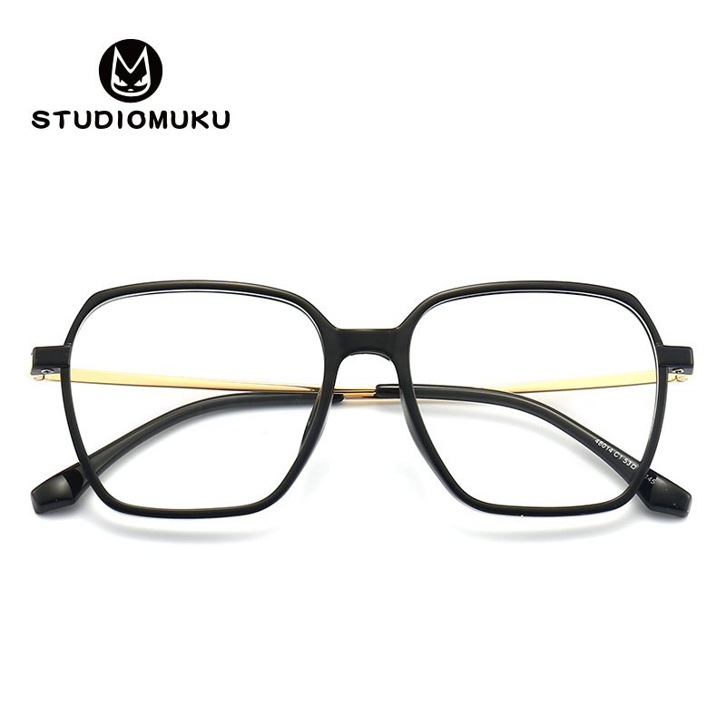 STUDIOMUKU Muku gafas de moda nacional de color caramelo cara grande marco completo transparente gradiente retro miopía gafas marco image 7
