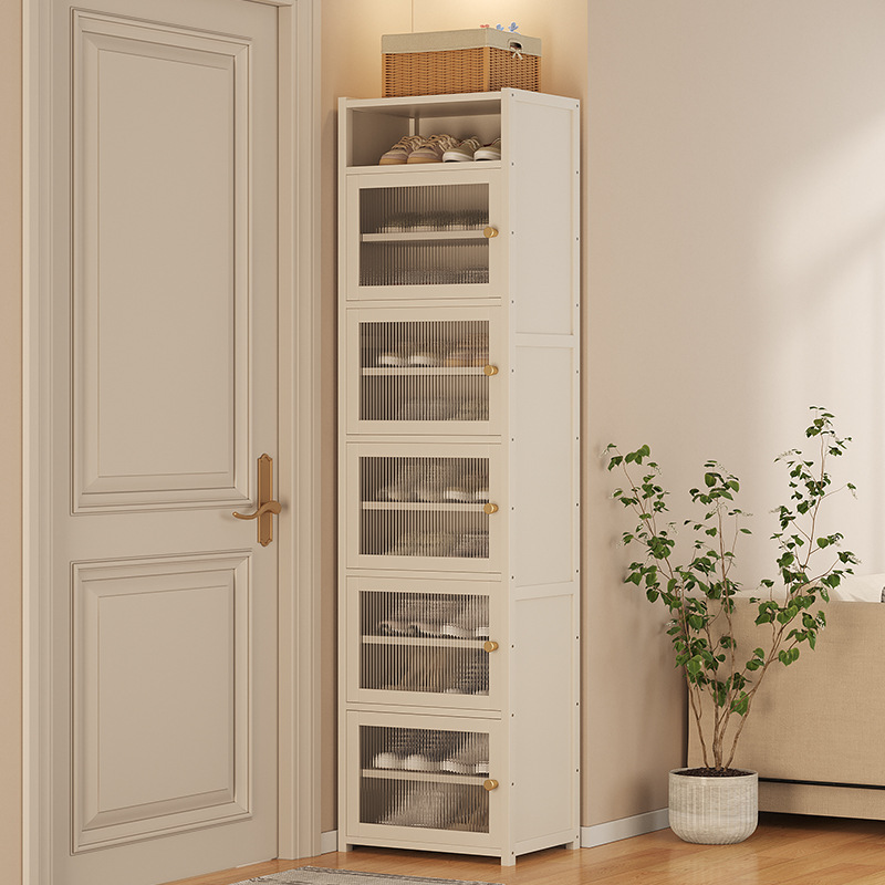 Cream Wind Reinforced Door Entrance Shoe Cabinet Household Door Entrance Cabinet Storage Cabinet Rental House Simple Shoe Rack