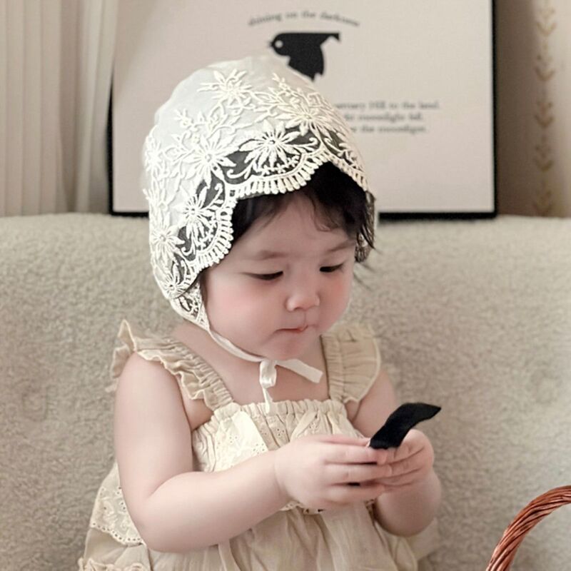 韩系婴儿帽子春秋蕾丝花边公主婴幼儿遮阳帽女宝宝宫廷帽夏季薄款|undefined