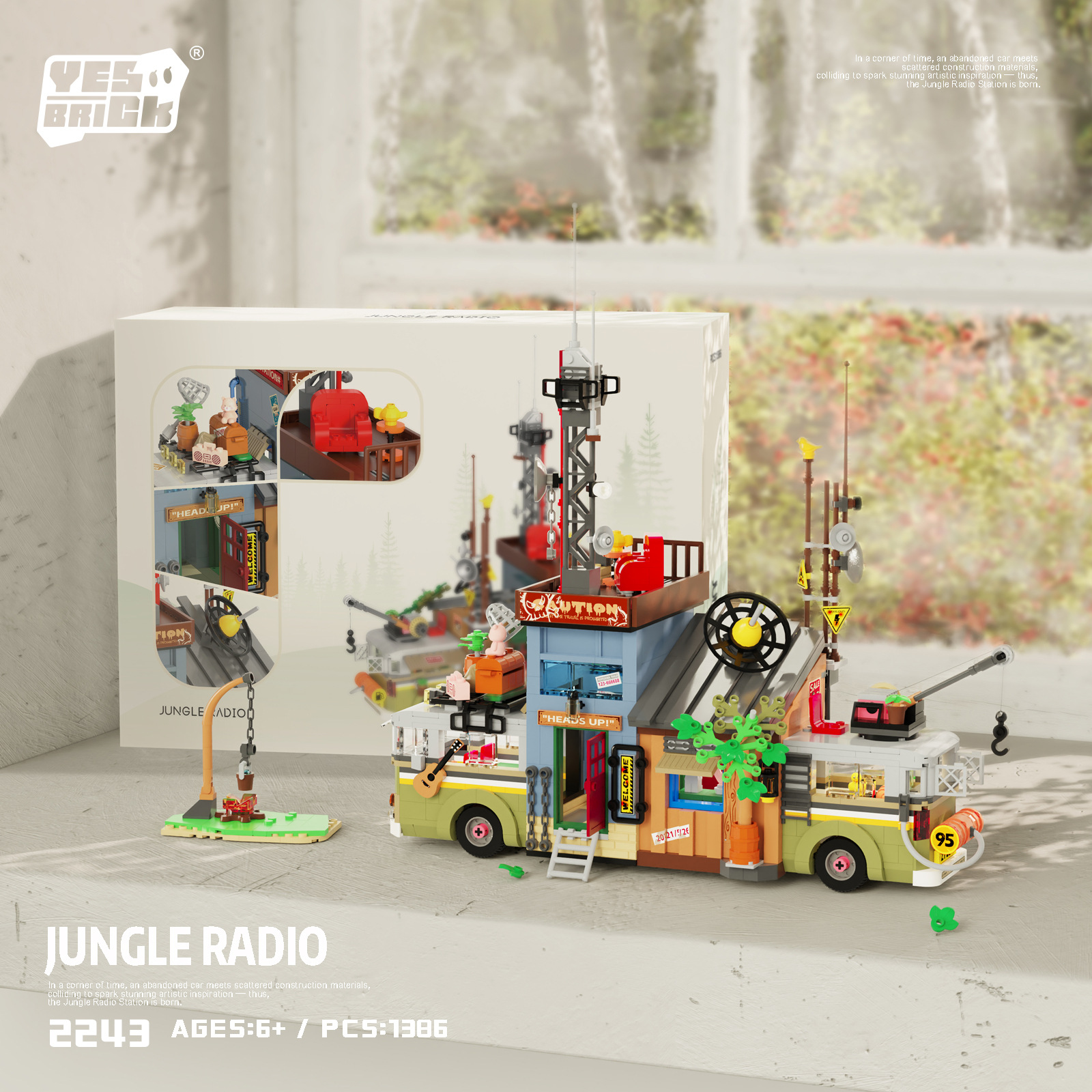 Brick también serie nueva 2243 estación de radio jungla construcción puzzle puzzle de construcción juguetes para niños y niñas regalos