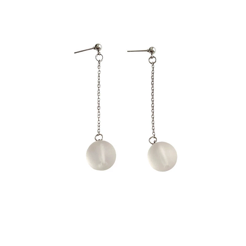 Glass cute matte long earrings, Japanese and Korean, maxi length