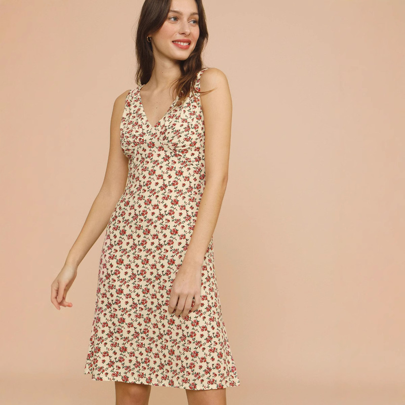 2021 New Arrival French Pastoral Floral V-neck Sleeveless Waisted Sweet Dress Women 17053 Special Price 2021 New Arrival French Pastoral Floral V-neck Sleeveless Waisted Sweet Dress Women 17053 Special Price