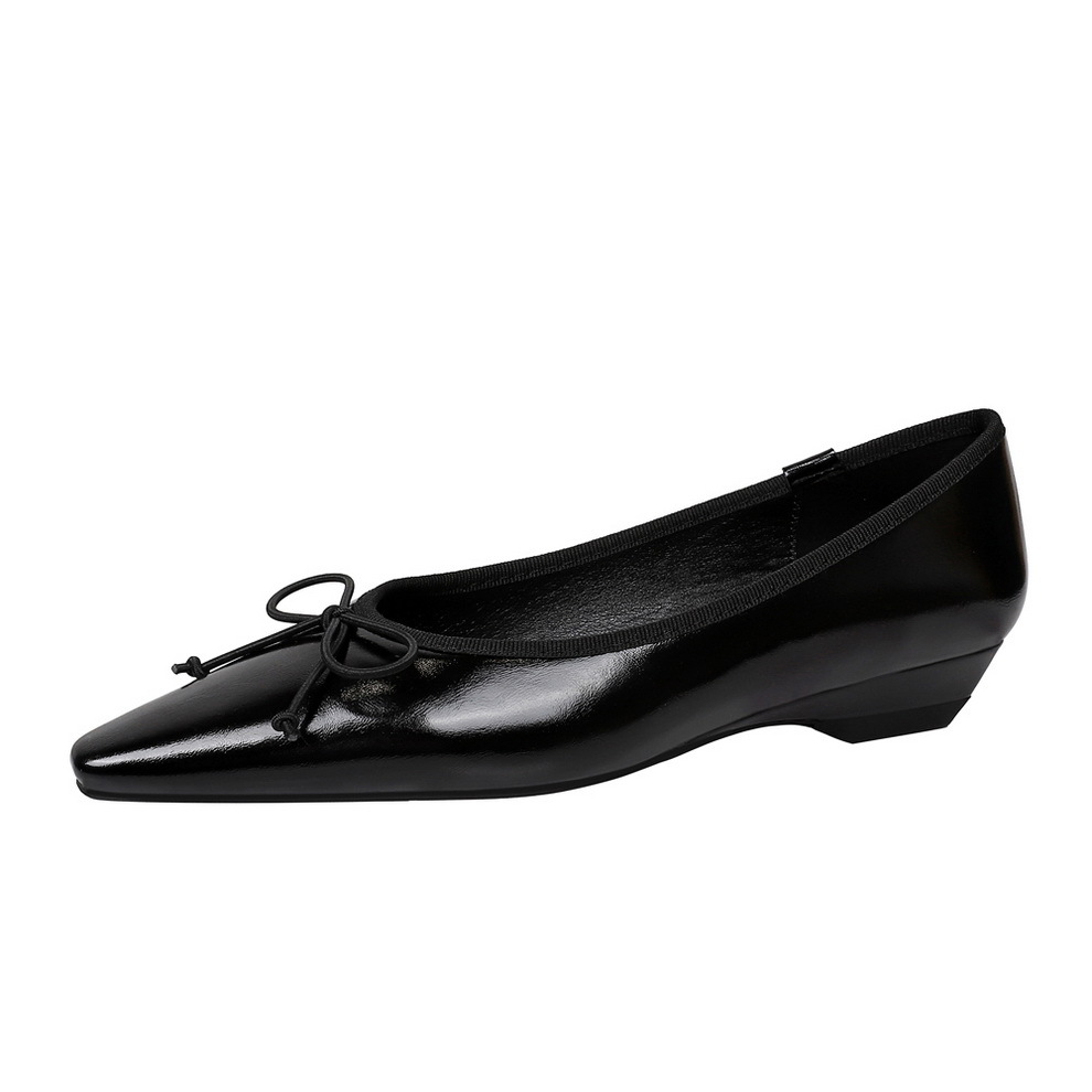 3683-19 Korean version pointed toe shallow mouth commuting single shoe, low heel for slimming, bow tie slope heel, leopard print, one foot kick women's shoes