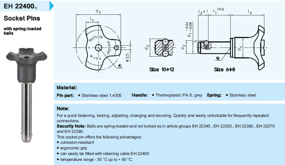 EH 2240  Socket Pins  with spring-loaded balls