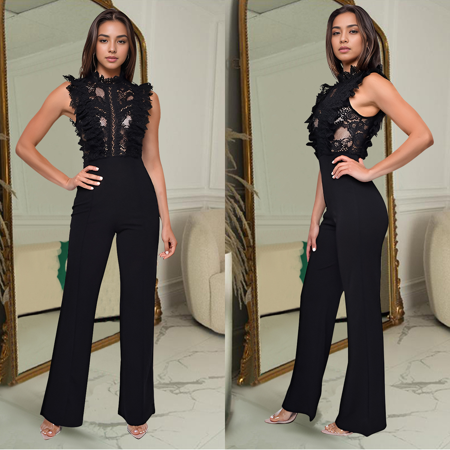 C7038 Aliexpress transfronterizo Amazon estación independiente de moda europea y americana de color sólido sin mangas de malla junkers nuevos