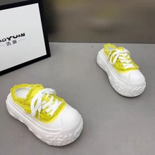 欧货厚底乞丐帆布包头半拖女2025春夏丑萌大头面包鞋时尚休闲松糕