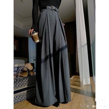 25813-123   利落有度 | 老钱立裁压褶高腰阔腿西装裤