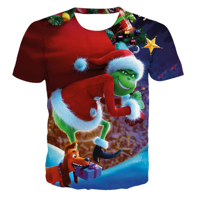 Cross-border Cartoon Grinch T-Shirt for Men, Christmas Funny Character, Round Neck, Casual Versatile Short Sleeve Top Cross-border Cartoon Grinch T-Shirt for Men, Christmas Funny Character, Round Neck, Casual Versatile Short Sleeve Top