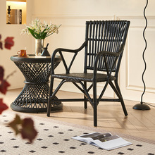 侘寂风印尼植物藤椅三件套复古民宿阳台椅子边几组合佛山餐椅批发